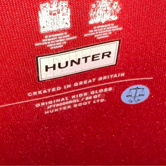 Hunter Big Kids Original Gloss Rain Boots, Military Red, size US 5, EU 37 - Picture 9 of 10